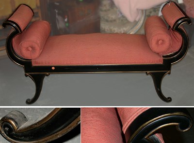 Lot 338 - Regency Style Ebonized and Upholstered Bench...