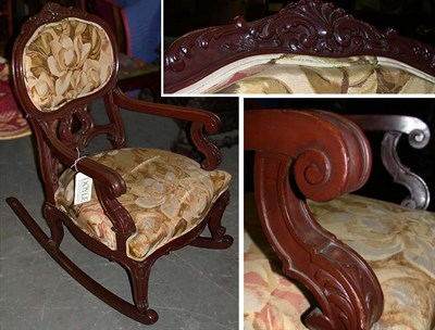 Lot 692 - Pair of Victorian Upholstered Mahogany Rocking...