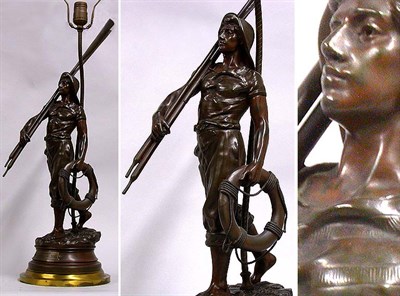 Lot 304 - Bronze Figure of a Sailor A. Bofill Mounted as...