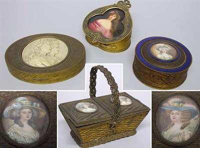 Lot 476 - Group of Four Mixed Metal Boxes Each set with...