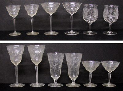 Lot 681 - Miscellaneous Group of Etched Glass Stemware...