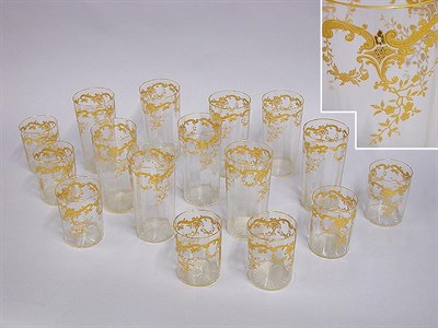 Lot 685 - Group of Gilt Decorated Etched Glass Barware...