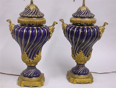 Lot 164 - Pair of Sevres Style Porcelain Urns Each...