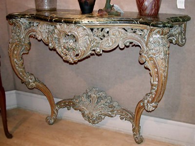Lot 356 - Louis XV Style Gilt-Wood Console With a green...