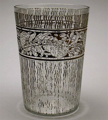 Lot 394 - Daum Acid Etched Glass Vase With gold stained...