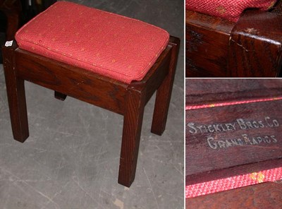 Lot 421 - Arts and Crafts Oak Stool Height 15 inches.