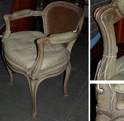 Lot 354 - Two Louis XV Style Cane Inset Fruitwood Chairs...