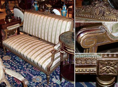 Lot 651 - Louis XVI Style Upholstered Gilt-Wood Settee...