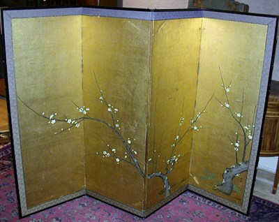 Lot 533 - Japanese Paper Four-Panel Screen Rimpa School,...