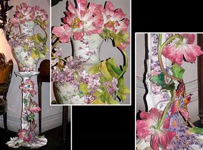 Lot 280 - Italian Art Nouveau Pottery Vase and Pedestal...