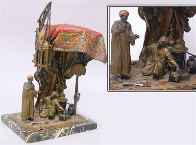 Lot 315 - Austrian Cold Painted Bronze Lamp Depicting a...