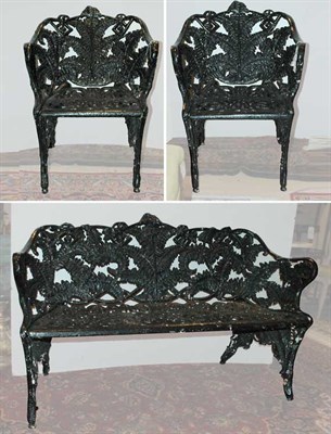 Lot 1251 - Suite of Black Painted Iron Garden Furniture...