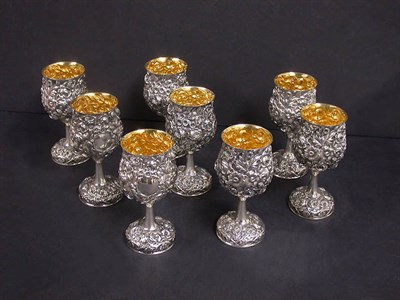 Lot 466 - Set of Eight Galmer Sterling Silver Repousse...