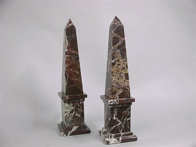 Lot 546 - Pair of Marble Obelisks