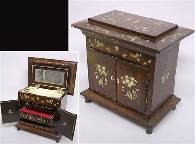 Lot 128 - Victorian Rosewood Jewelry Chest Decorated...