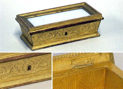Lot 473 - French Gold Embossed Box with Opaline Glass Top