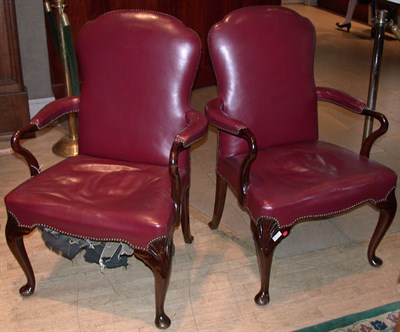 Lot 482 - Pair of George III Style Leather Upholstered...