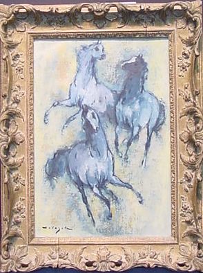 Lot 22 - Denes de Holesch American, b.1910 BLUE HORSES...