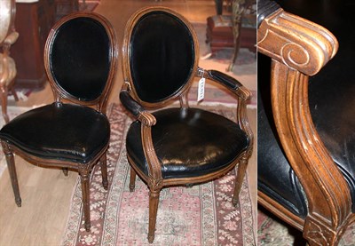 Lot 451 - Set of Ten Louis XVI Style Upholstered Walnut...
