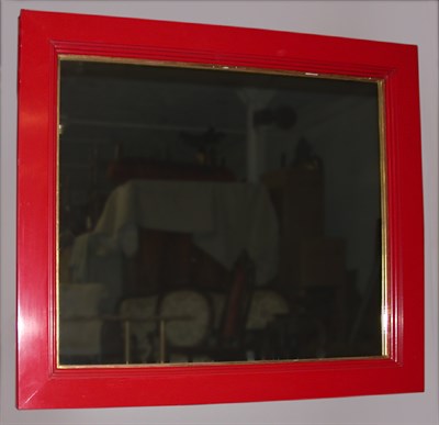 Lot 996 - Albert Hadley Red Lacquer Mirror With gilt...