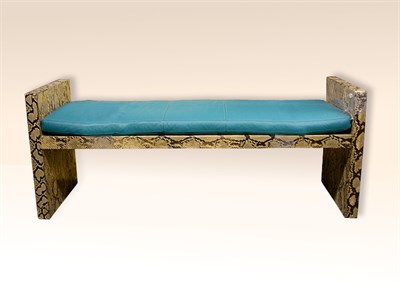 Lot 994 - Albert Hadley Python Skin Bench With cushion...