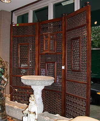 Lot 503 - Moroccan Hardwood Three-Panel Screen