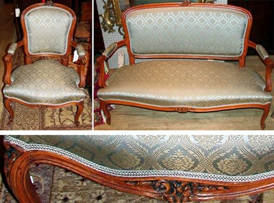 Lot 294 - Assembled Louis XV Style Upholstered Fruitwood...