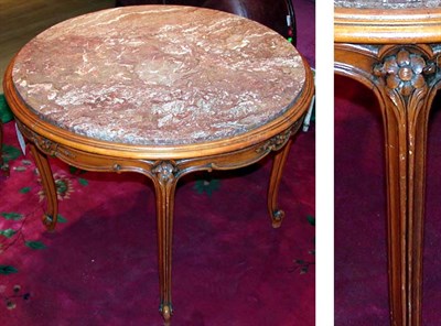Lot 229 - Louis XV Style Marble Top Fruitwood Center Table