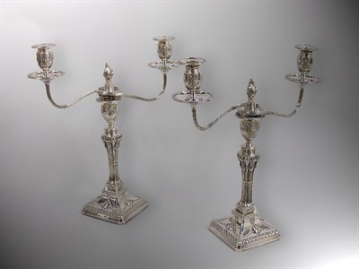 Lot 400 - Pair of Sheffield Silver Plated Candelabra