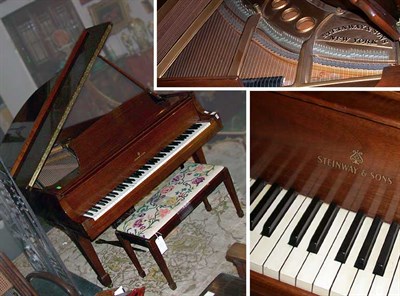 Lot 127 - Steinway & Sons Mahogany Baby Grand Piano...