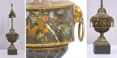 Lot 381 - Victorian Tole Painted Lamp