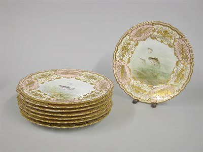 Lot 567 - Set of Eight Coalport Porcelain Fish Plates...