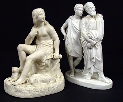Lot 608 - Two Bisque Figures One depicting a young King...