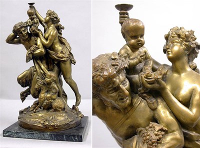 Lot 680 - Bronze Figure of a Nymph Toasting a Satyr...