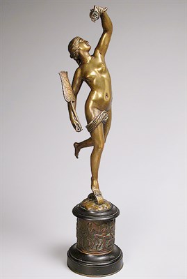 Lot 653 - Bronze Figure of Fortune Raised on a classical...