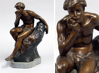 Lot 292 - Bronze Figure of Le Penseur Signed Julien Monier.