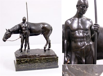Lot 647 - Bronze Figure of a Spearman and his Mount...