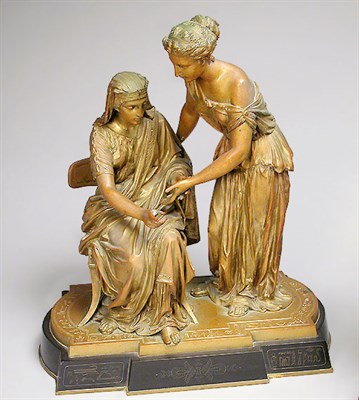 Lot 635 - Egyptian Revival Bronze Figural Group Height...