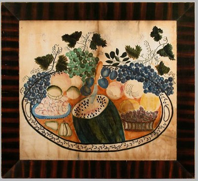 Lot 140 - Watercolor on Velvet Theorem Painting Mid 19th...