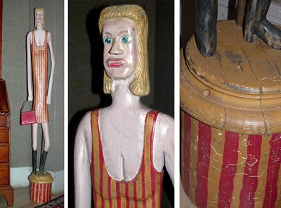 Lot 191 - Carved and Painted Wood Figure of a Woman...