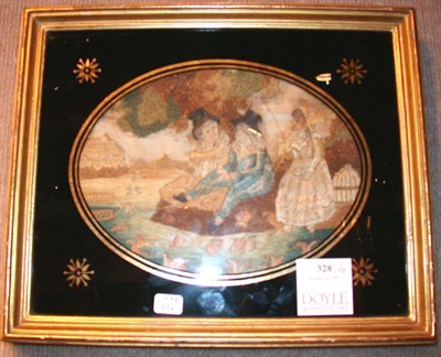 Lot 328 - Pair of Regency Silk Needlework Pictures Early...
