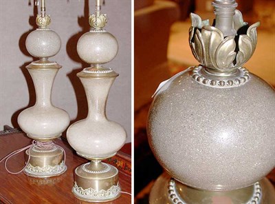 Lot 184 - Pair of Reverse Decorated Glass Lamps