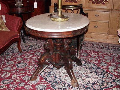 Lot 431 - Victorian Marble Top Mahogany Center Table