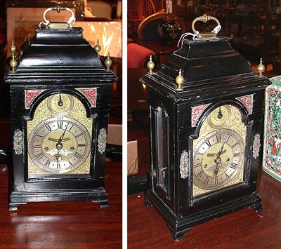 Lot 517 - George I Style Black Painted Wood Bracket Clock
