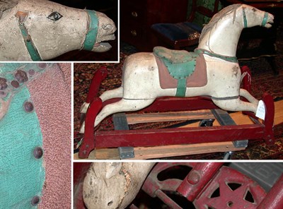 Lot 203 - Painted Wood Glider Rocking Horse With a rope...