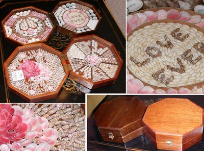 Lot 178 - Two Sailor's Valentines Each of hexagonal form...