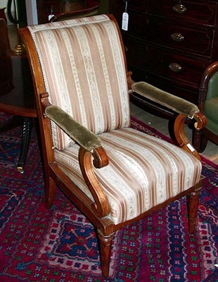 Lot 590 - Biedermeier Upholstered Fruitwood Armchair