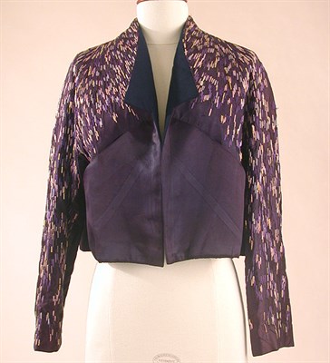 Lot 477 - Schiaparelli Couture Aubergine Satin Jacket