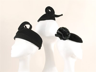 Lot 819 - Three Balenciaga Couture Black Velvet Cocktail Hats