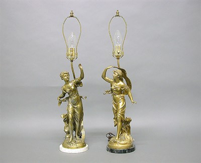 Lot 249 - Two French Bronze Lamps Figural Lamps Height...